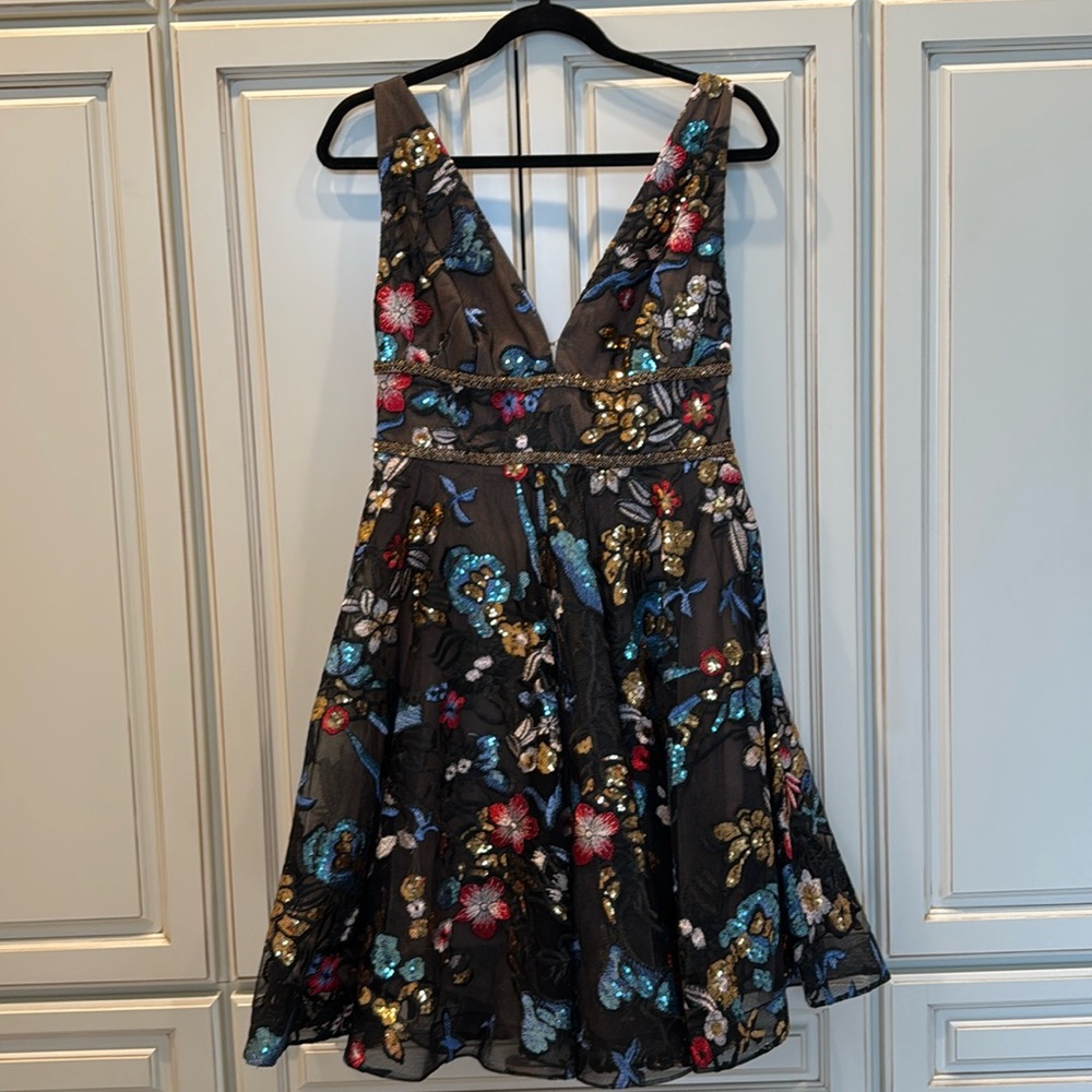 Bronx & Banco Sequined and Embroidered Party dress - Fit and Flare, Size Medium.